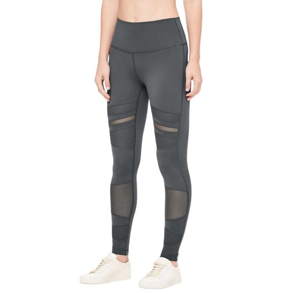 Lululemon Athletica Womens Gray Wunder Under High Rise Tight Mix Mesh 28" Size 2 - Picture 1 of 7